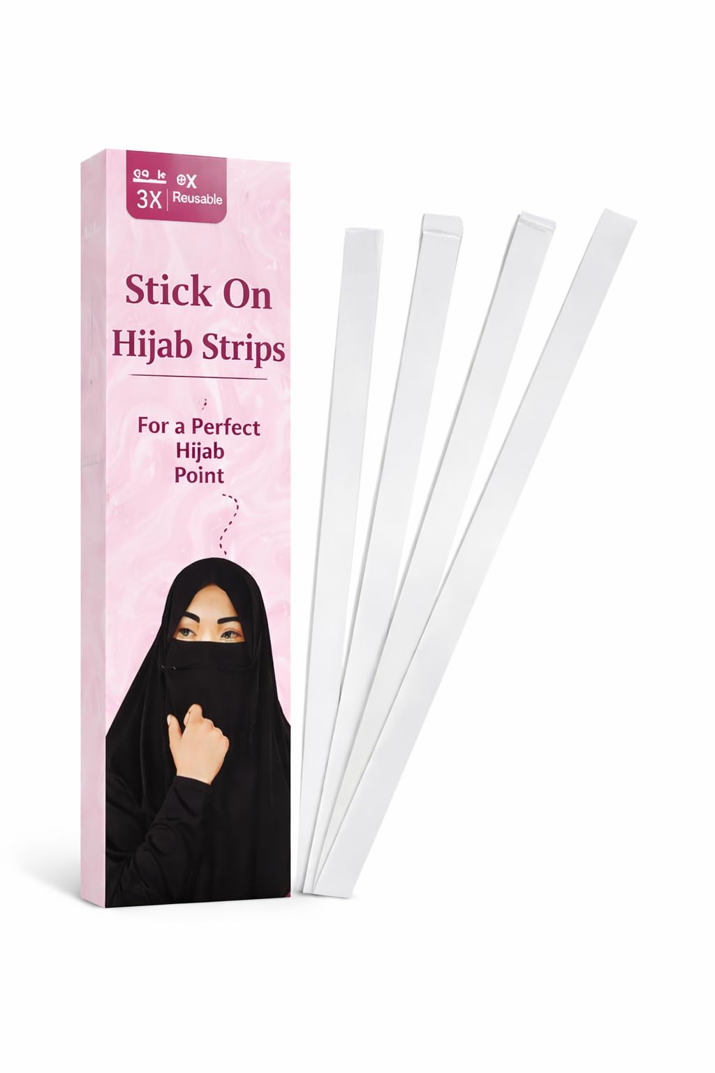 Premium Hijab Stick On Strips for Women & Girls | Reusable Strong Hijab Fixing Tape | Non-Slip Invisible Hijab Tape – Pack of 10