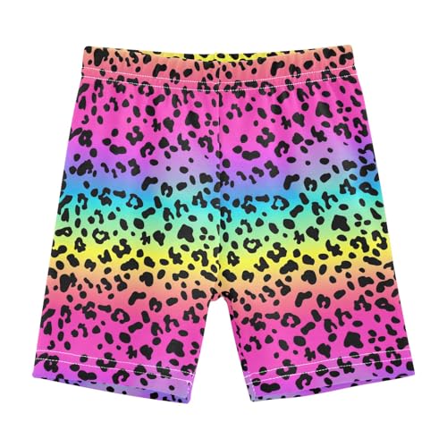 Colorful Leopard Skin Pattern Prints Girls Shorts Elastic Waist Sports Shorts Girls Leggings Pants for 4-10 Years