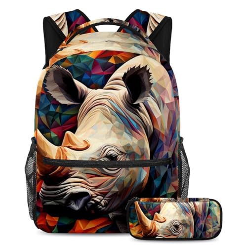 Cartables rhinocéros enfant grand sac anti-mal de dos avec trousse pour fournitures