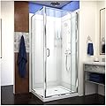 DreamLine Flex 32 in. D x 32 in. W x 76 3/4 in. H Semi-Frameless Shower Enclosure in Chrome with Corner Drain Base and Backwalls, DL-6716-01CL