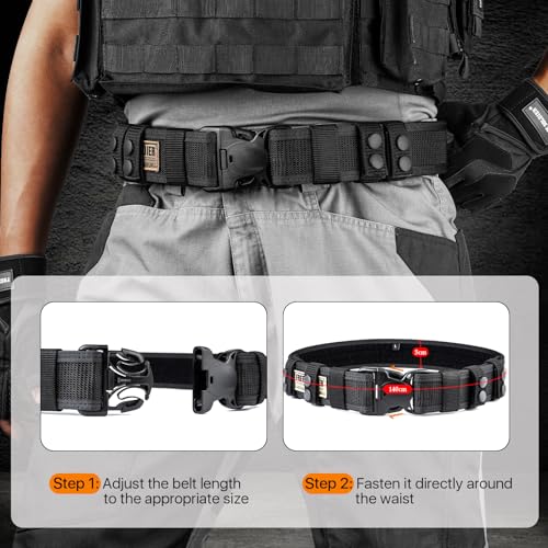 FREE SOLDIER Taktischer Gürtel Herren Schwerlast MOLLE Taillengürtel Schnelle Veröffentlichung Militär Gürtel für Männer Nylon Sicherheitsgurt für Airsoft, Aktivitäten im Freien, Arbeiten (Schwarz)