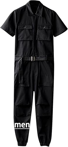 Snoly Traje de vuelo unisex de manga corta con botones frontales, overol de trabajo resistente a las manchas y a las arrugas, overol de acción