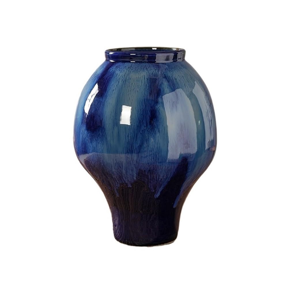 SDGBCXD flowerpot, Home Living Room Ceramic Flowerpot Decoration Ornament Retro Chinese Plant Pot Planter(M)