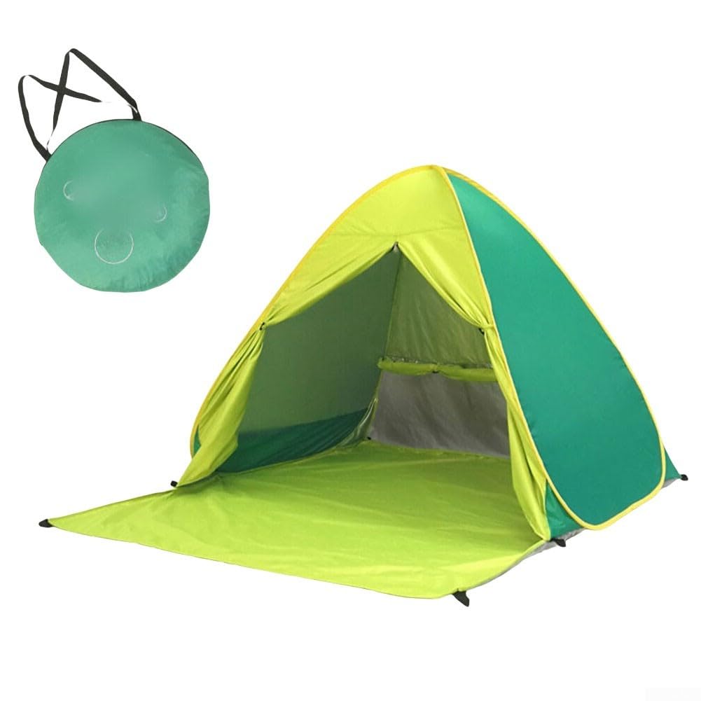 Pop-Up Beach Tent, Foldable 2 Second Setup Automatic for 2 Adults 3 Children UV Protection Sun Shelter Camping Tent(green)