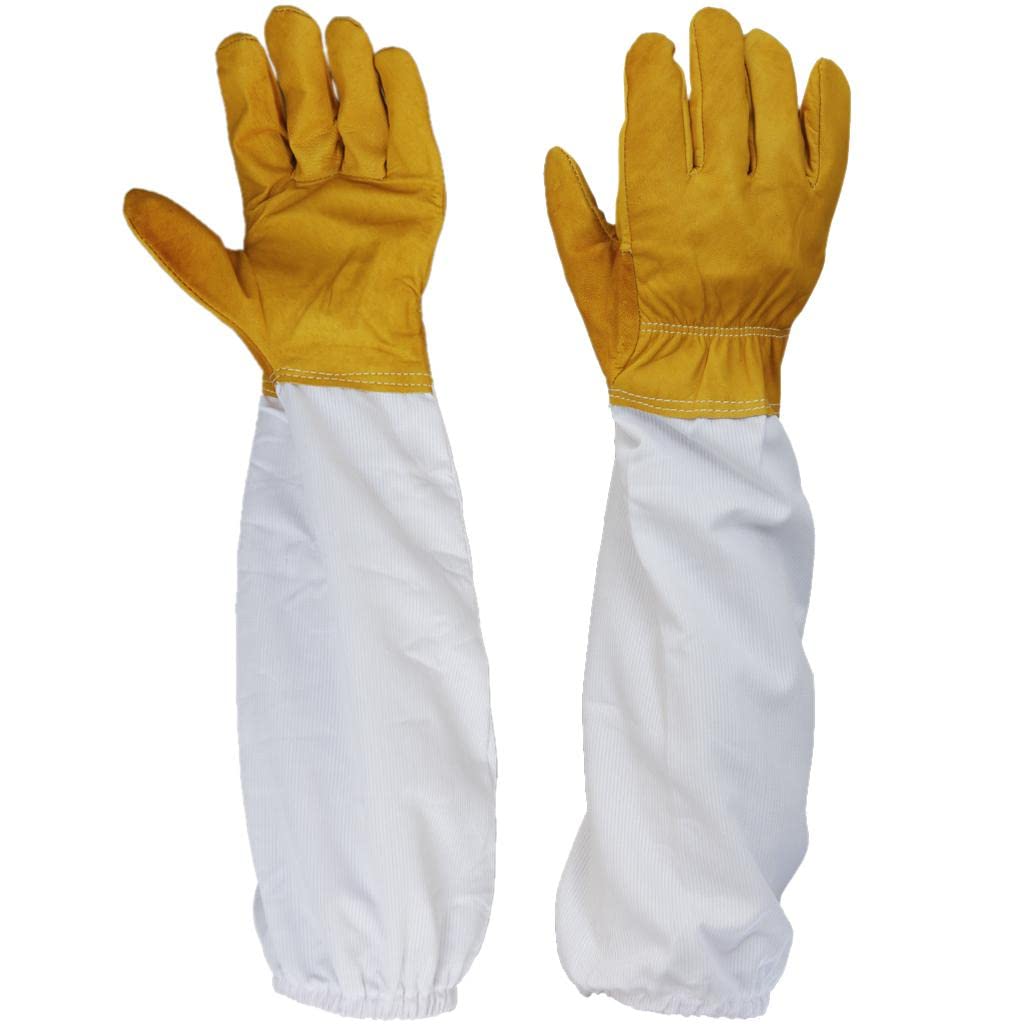 Gants D'Apiculteur En Cuir De Chèvre - Longueur 50 Cm, Manches Ventilées - Protection Abeilles Homme/Femme - Taille L - 6