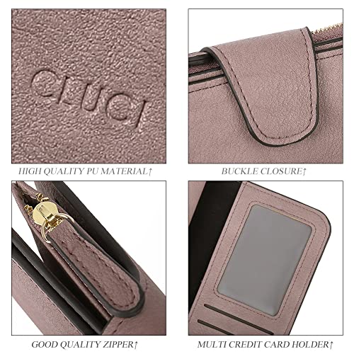 Image of CLUCI Wallet For Women PU Leather RFID Blocking Womens Wallet Bifold Card Holder with ID Window Gifts for Women Birthday, 2 Two-toned Purple, Large, Fashion