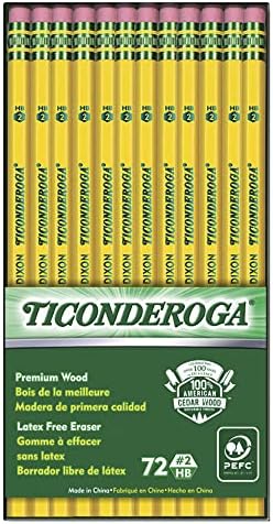 Ticonderoga Wood-Cased Pencils, Unsharpened, #2 HB Soft, Yellow, 72 Count