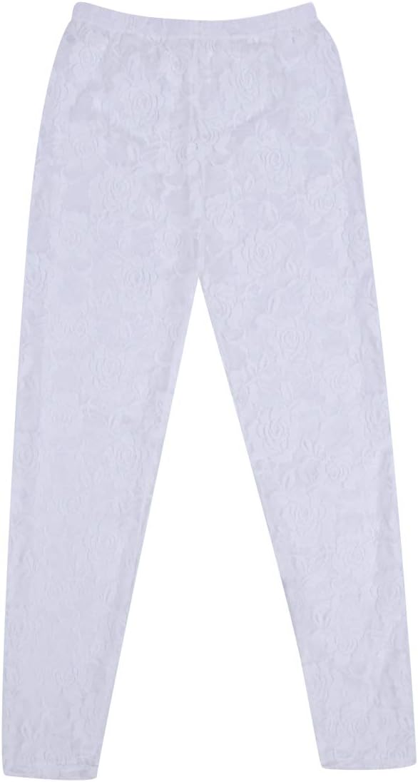 Floral Lace Leggings for Women Elastic Waist See Through Mesh Pants Y2k Vintage Fishnet Tights Pantihose - Image 4