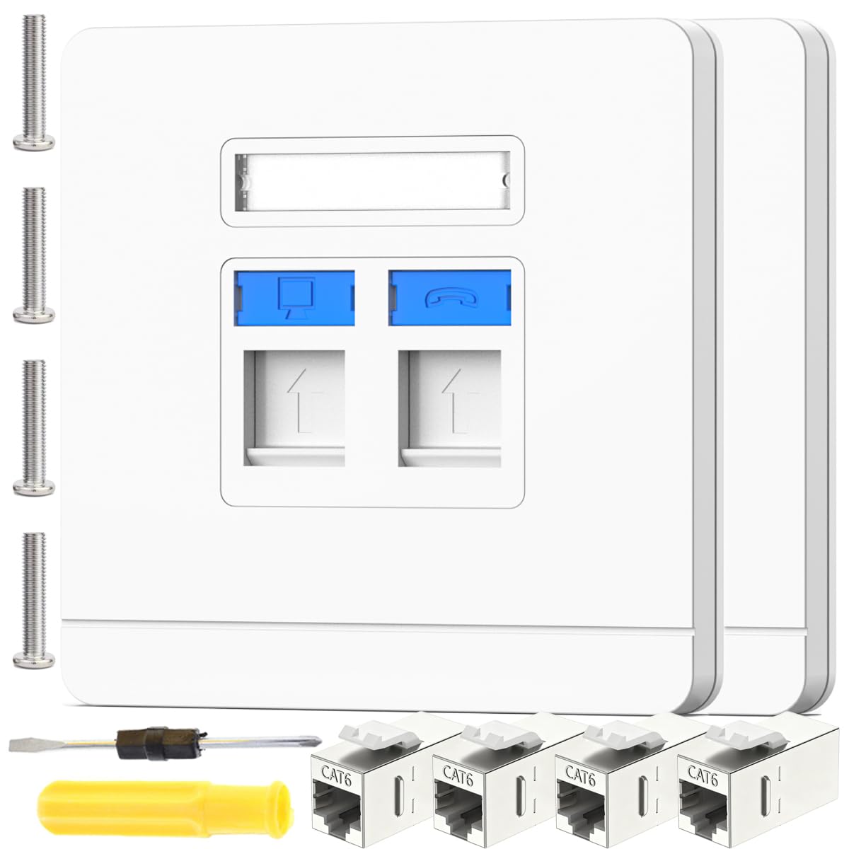 Prise Ethernet Cat6A RJ45 à double port pour un débit maximal stable