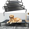 Royalswill Metal Frame Dog Cot Elevated Pet Bed, Raised Dog Bed with Breathable Mesh & No-Slip Rubber Feet, Lightweight & Portable for Indoor Outdoor Camping Beach Travel Use, 75x47x15CM