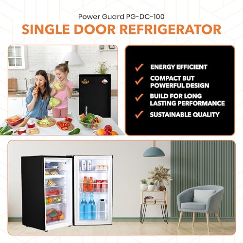 Image of Power Guard Mini Fridge with Direct Cooling Technology | Ideal for Home, Office, Dorm Room | Personal Minibar | Compact Size | Black (91 Liters)