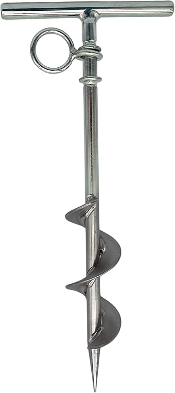 MARINE CITY Spiral Ground Anchor with O-Ring – 304 Stainless Steel 4-1/2 x 10-5/8 Inches, Ideal for Boat Mooring, Camping Tents, Puppy Tie-Out Stakes, Backyards, Marines, Yachts
