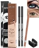 Nude Beige & Black Water Line Gel Eyeliner Pencil-3Pcs Longlasting Waterproof Smudge-Proof Cream Eye Liner Waterline Pen,Smooth Easy-to-Sharpen Pencil,Thanksgiving Eye Makeup Gift Set for Girl