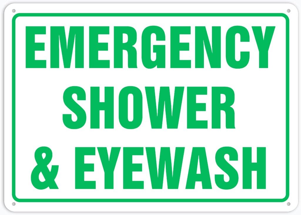 8"x12" Rust Free Aluminum Metal Sign - Emergency Shower Eyewash - Waterproof, Weatherproof, Fade Resistant, 4 Pre-Drilled Holes