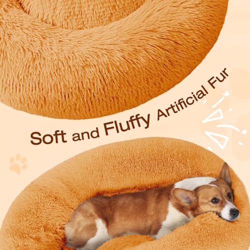 Image of JOLLYVOGUE Dog Bed, Calming Anti-Anxiety Large Dog Bed, Fluffy Donut Cushion for Medium and Large Pets (27 inch /30 inch /36 inch)