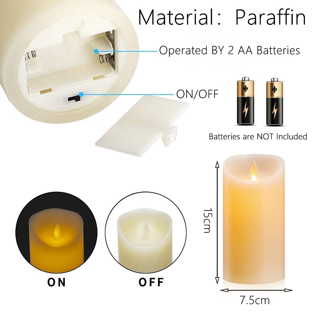 Bougies LED, Bougies Sans Flamme Vacillantes, Bougies à Piles, Bougies en Cire Réelle avec