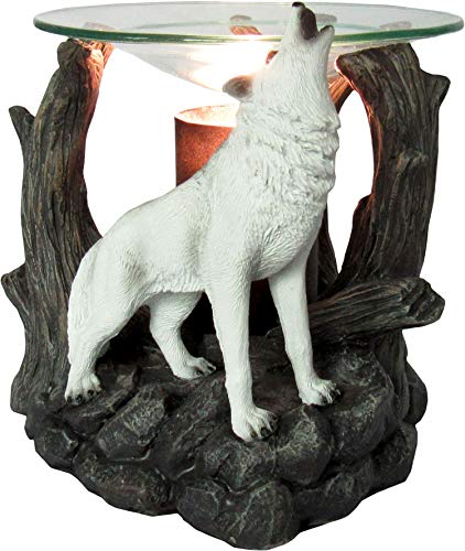 DWK Scented Wax Tart Melt Warmer Oil Burners Aromatherapy Lamp Nocturnal Wilderness Forest Creature Ghost Home Decor Meditation Accent Light (Wolf)