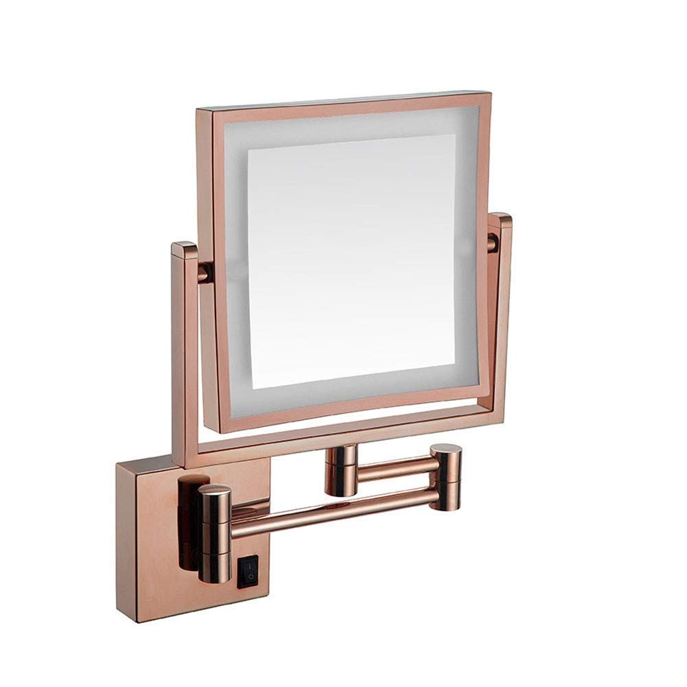 Miroir de maquillage éclairé mural LED 3X extensible et pliable