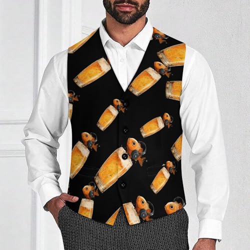 Sing Sip Fish Men's Suit Vest Slim Fit Business Dress Party Pattern Waistcoat Vest Top2