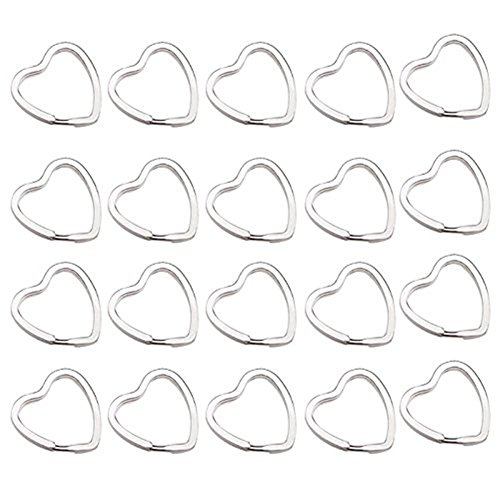 Heart Nickel Plated Silver Steel Split Ring Fishing Lure Split Key Chain Ring Connector Keychain Key Ring 20Pcs