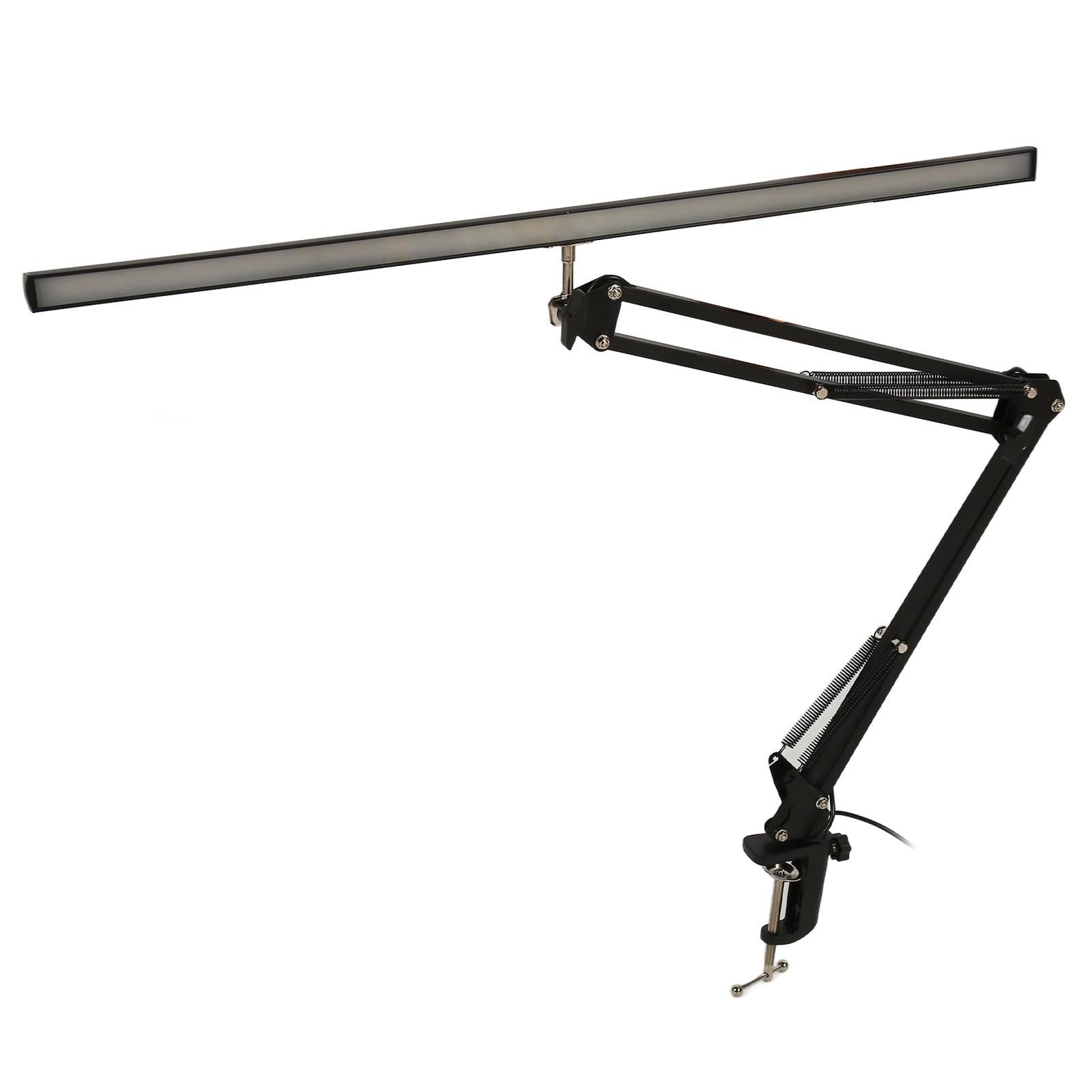 Lampa kosmetyczna LED z klipsami, oświetlenie biurkowe, obrotowe ramię, regulowana jasność, lampa do salonu do makijażu i czytania brwi (czarna klamra)