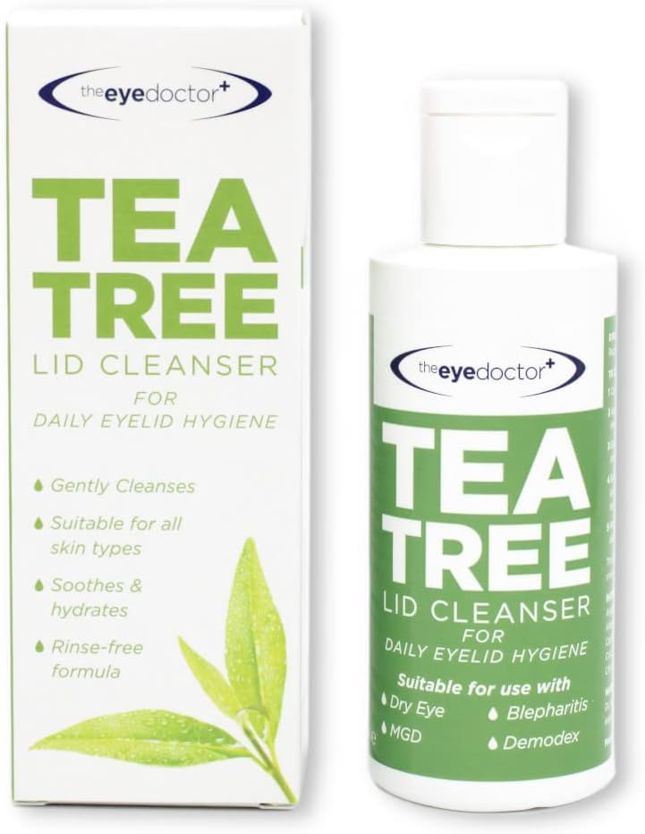 Tea Tree Lid Cleanser 100ml – Daily Eyelid Hygiene Remove Debris & Make-up Eyelid Eyelashes – Suitable for Sensitive Eyes – Contains Tea Tree Oil Argan Oil Coconut Oil & Micellar Water
