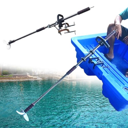 Oracra Kayak Drill Outboard Propeller Handheld Thruster, Cordless Drill Powered Trolling Motor with Mount Kit, 100/125 cm Aluminum Boat Engine(with Clamp,L-125cm(49 1/4