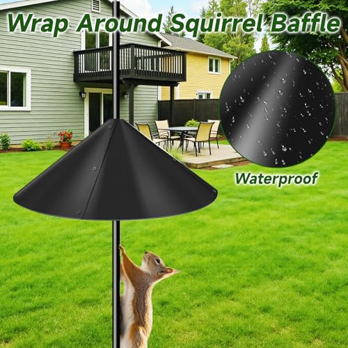 Squirrel Baffle, Rat Proof Bird Feeder 18” Dome Wrap Around Feeding Station Large Black Squirrel Guard With Screws Nuts Universal Fit Baffle For Bird Poles - 5