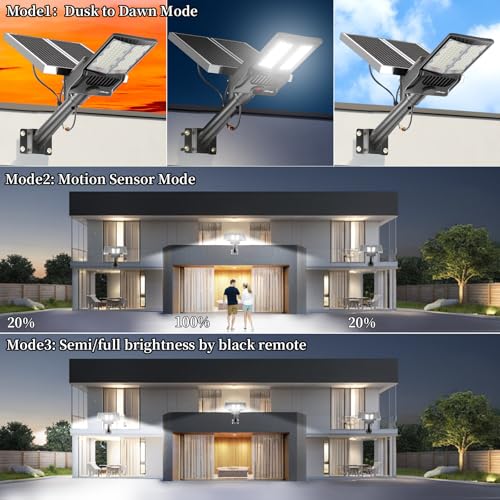 Ofuray Of-7000W Solar Street Lights Outdoor, 500000lm Solar Security Flood Lights Parking Lot Commercial with Motion Sensor, 6500k IP67 Street Dusk to Dawn with Remote Control for Street,Park,Barn by Ofuray - Image 5
