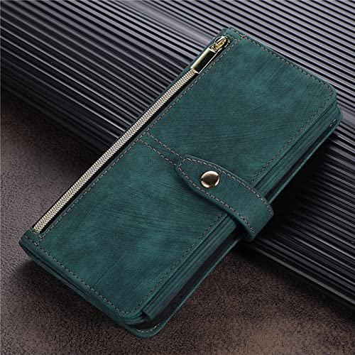 Étui portefeuille multi-cartes iPhone 11 12 13 X XR XS housse flip vert