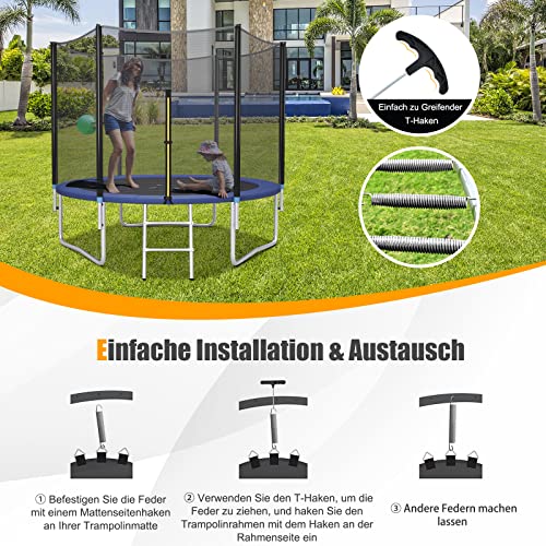 Foto von COSTWAY 20 Stück Trampolin Ersatzfedern 140mm / 180mm, Trampolinfeder aus verzinktem Stahl, für Trampolin φ244cm 305cm 366cm 427cm 457cm 487cm (140 mm 5.5 Zoll)