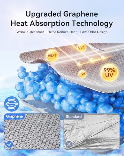 helloleiboo Graphene Windshield Sun Shade for SUVs and Most Mid-Size Sedans, 99% UV Blocki - image 4