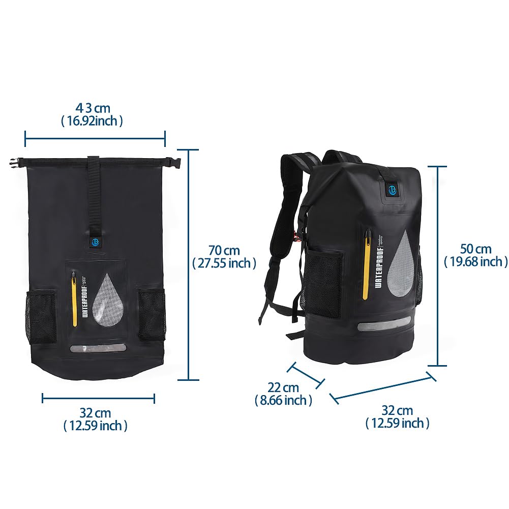 Zaino impermeabile da 30 l, per nuoto, pesca, surf, rafting, canottaggio, kayak, canoa, con sacca extra piccola da 2 l