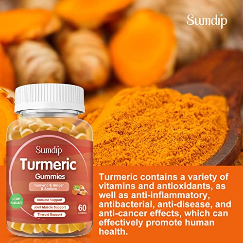 Turmeric Gummies High-Purity Ginger Supplements Joint Support Inflammatory Supplements Vegan Gummy Non-Gmo Gluten-Free, 60 Gummies #TOP3