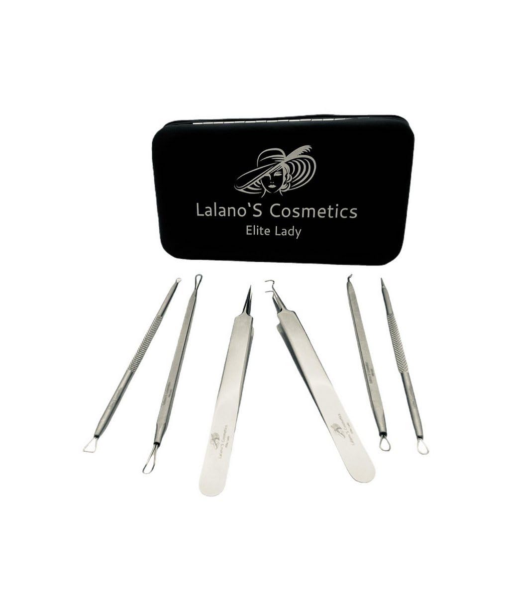 Lalano`S Cosmetics Mitesserentferner Gesichtsreinigung Porenreiniger Beauty Kosmetik, Maniküre Pediküre Set, 7-tlg., Anti Aging, Pickel, Akne und Mitesser