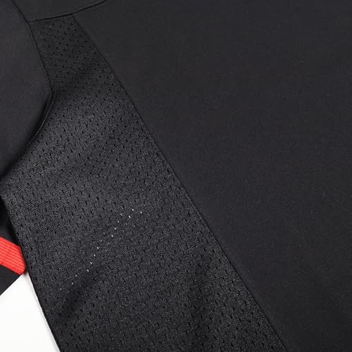 DEHANER Blank Black American Football Jersey for Men Women Mesh T-Shirts Sports Uniforms Vintage Outfits Party Tops Red Stripe-Black Jersey,Men Size XX-Large