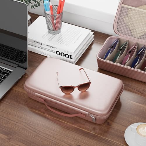 Image of Travel Sunglasses Organizer, Hard Shell Sunglass Case Adjustable Slots for Multiple Sunglass Eyeglass Case