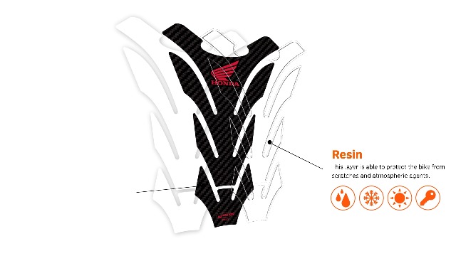 Adesivo 3D Honda Per Tappo Serbatoio - Licenza Ufficiale, Resina Gel, Rosso