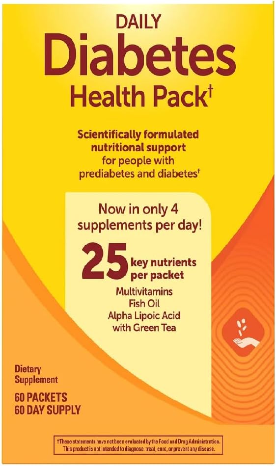 Textila Nature Made Diabetes Health Pack, Pack of 1, 60 packets each pack, bundle with Pill Organizer