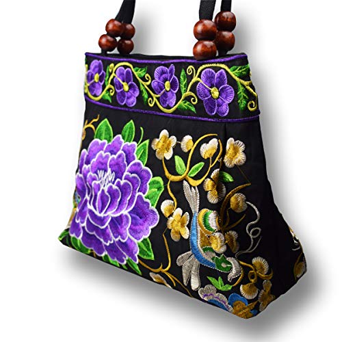 Women's Unique Vintage Hobo Tote Bags Red Peony Floral Embroidered Shoulder Handbags Bags for Lady by Hiaddy - Used condition - Image 6