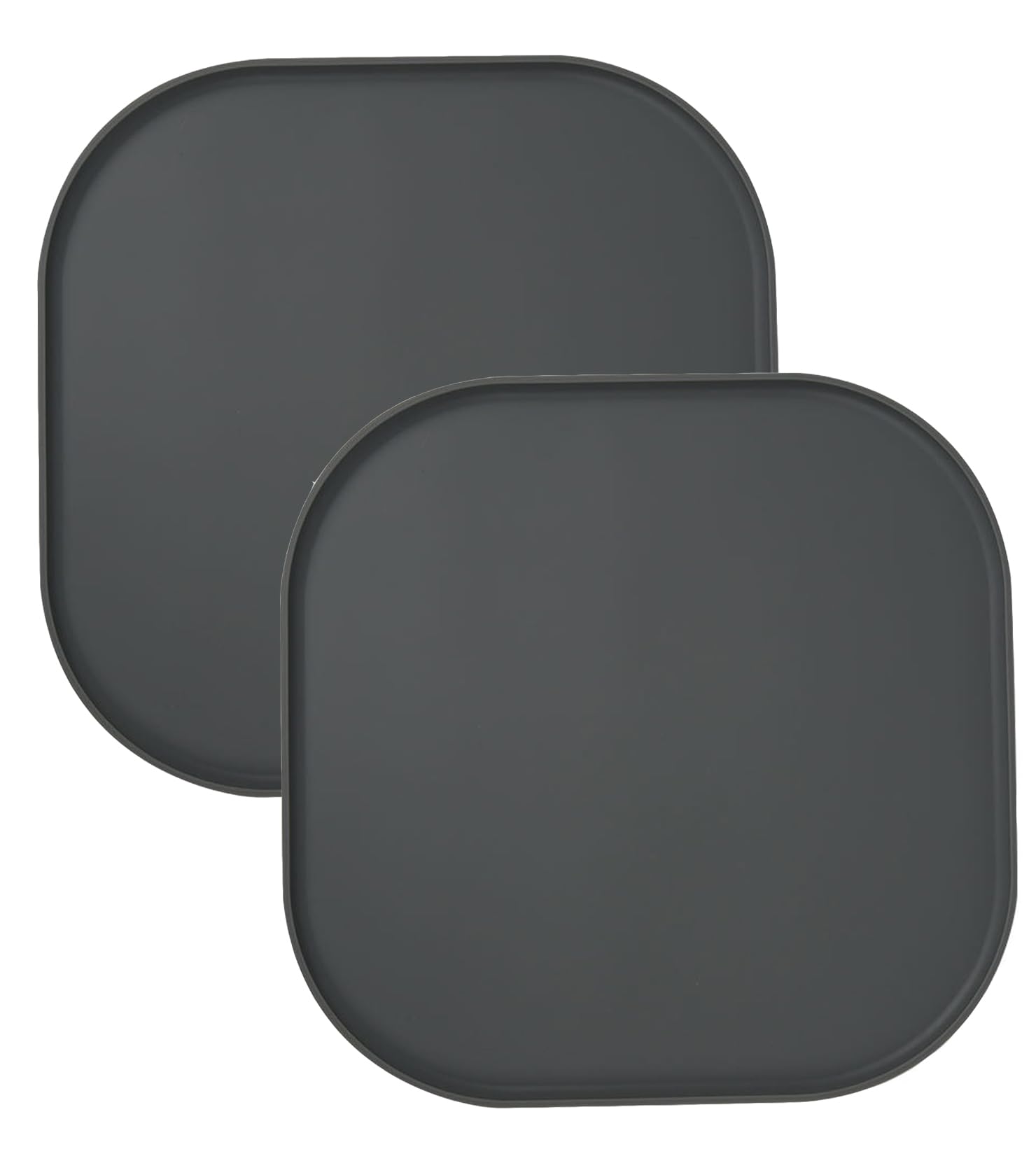 2-Piece Set Waterproof Silicone Feeding Mat for Dogs and Cats, Square Feeding Tray, Non-Slip, Easy to Clean Feeding Bowl Mat, Food-Safe (Dark Grey, 26 cm x 26 cm)