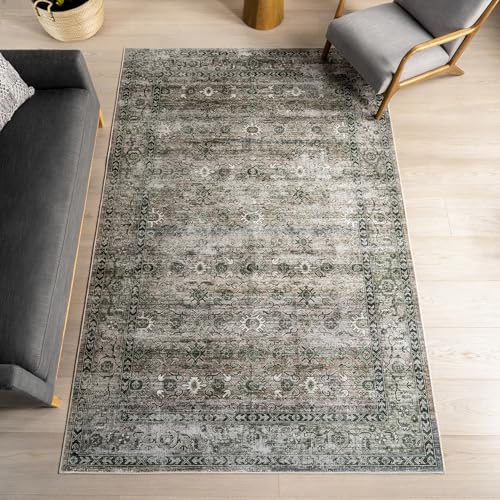 nuLOOM Rania Sage Green Medallion Washable Area Rug, 6' x 9'