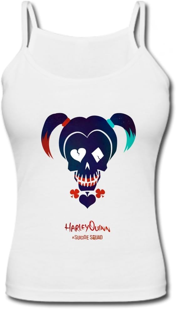 SNF Suicide Squad-Harley Quinn Spaghetti Strap Tank Top for Women White L