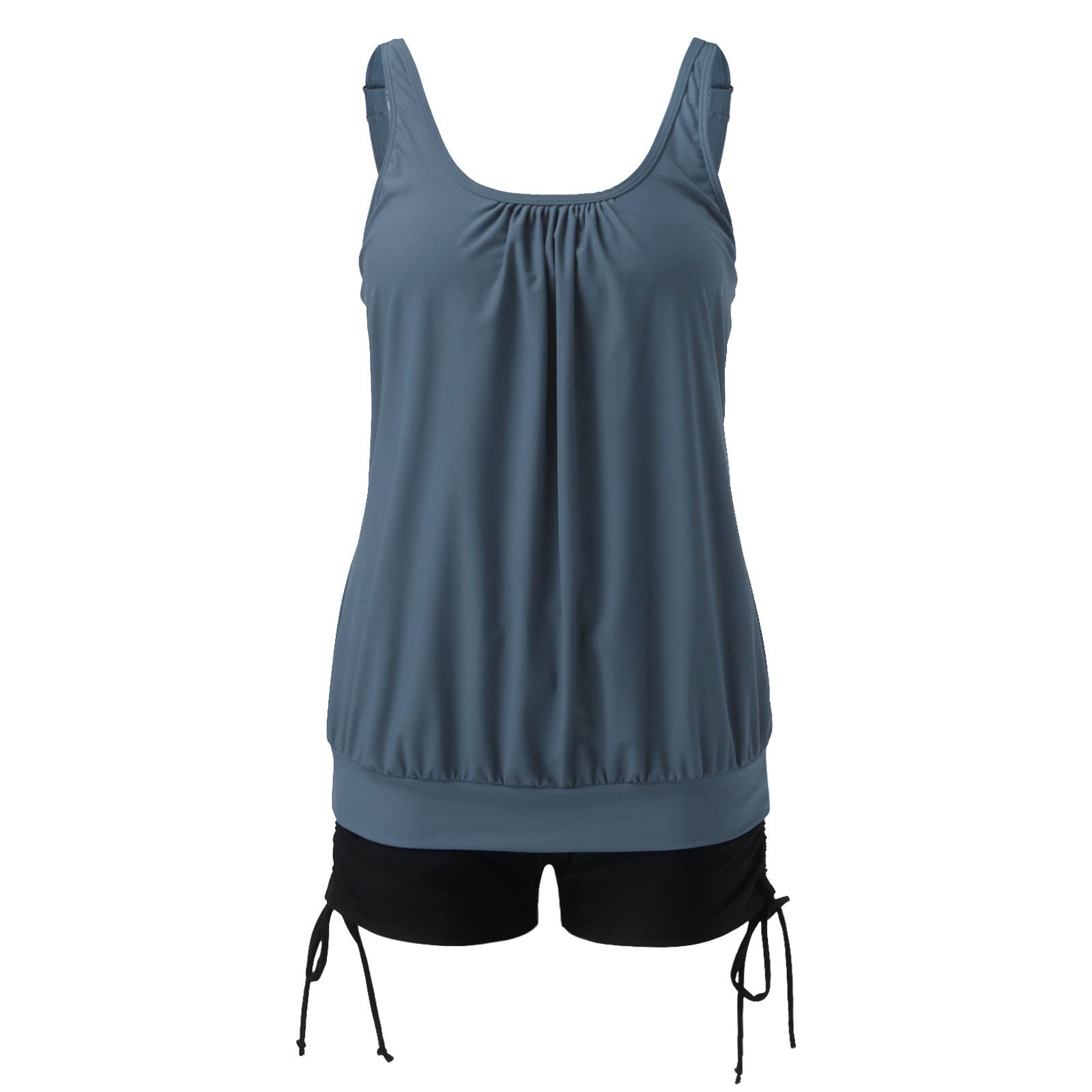 Zestawy Bikini Dla Kobiet Tankini Stroje Kąpielowe 2-częściowe Topy Z Szortami Luźny Krój, Niebieski, S