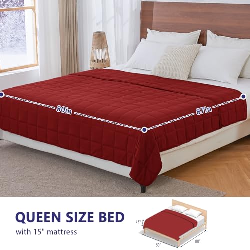 Image of yescool King Size Weighted Blanket for Adults (30 lbs, 80 inch x 87 inch, Red) Cooling Heavy Blanket for Sleeping Perfect for 290-310 lbs, Breathable Blanket for Adults & Couple All Season, Machine Washable