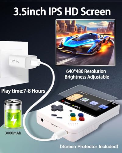 Console de jogos portátil retrô Miyoo Mini Plus com cartão TF 64G, compatível com +10000 jogos, emul