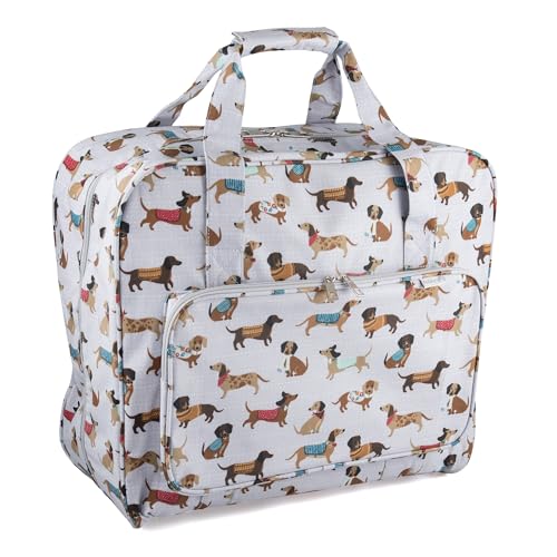 Hobby Gift Exclusiva Bolsa de Transporte Acolchada de PVC para máquina de Coser, Almacenamiento de Accesorios adicionales, 20 x 44 x 38 cm, Perro Salchicha