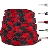 NDTEZUGT Colored Flat Shoe Laces for Travis Scott Sneakers, 5/16"(8MM) Argyle Shoelaces Replacement Strings (Black+Red,54"/140cm)