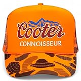 Connoisseur Trucker Hat | Funny Meme Party Trendy Cowboy Beer | Premium Snapback Hat for Men & Women (US, Alpha, One Size, Orange Camo)