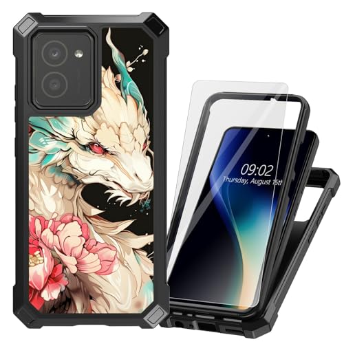 DHYYDSQZ for HMD Vibe Case for HMD Vibe N159V Case with Tempered Glass Screen Protector Heavy Duty Dual Layer Hybrid Cute Dragon Shockproof Protective Phone Case Cover for HMD Vibe 2024